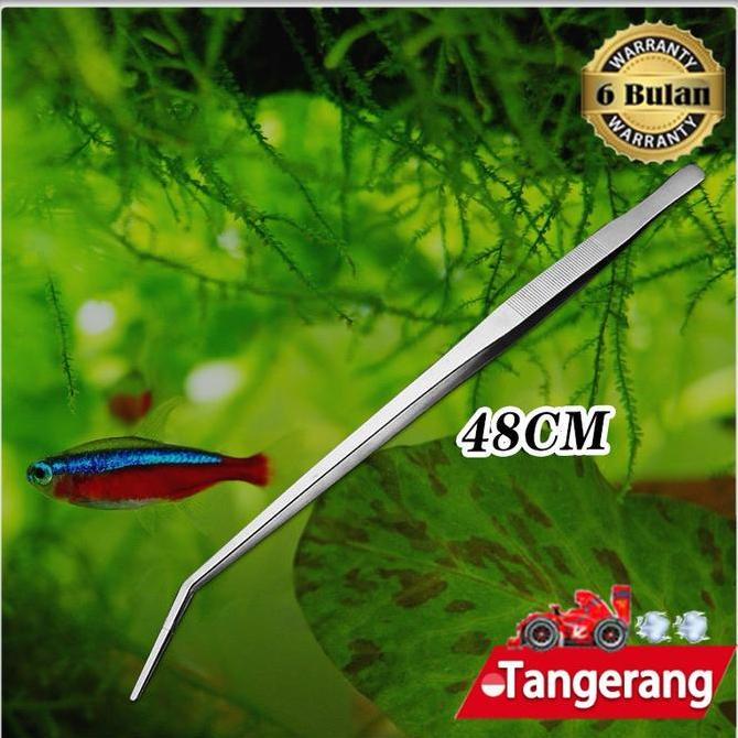 SIMATEKNO 48cm Pinset Aquascape Stainnless Pinset Panjang Aquarium Pinset Bengkok Aquascape