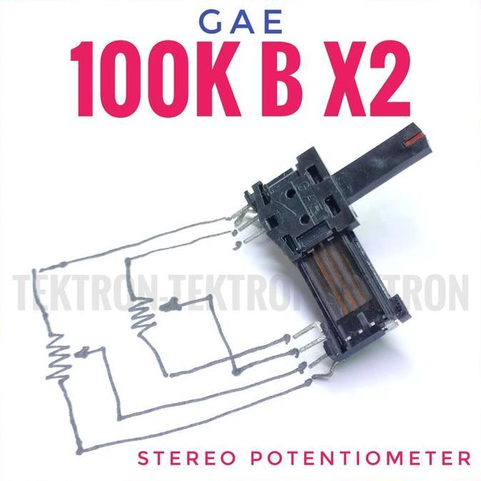 Update (1) GAE Stereo Potentiometer 100Kohm Slim 100KBX2 Potensio geser B100K tek70n Berkualitas