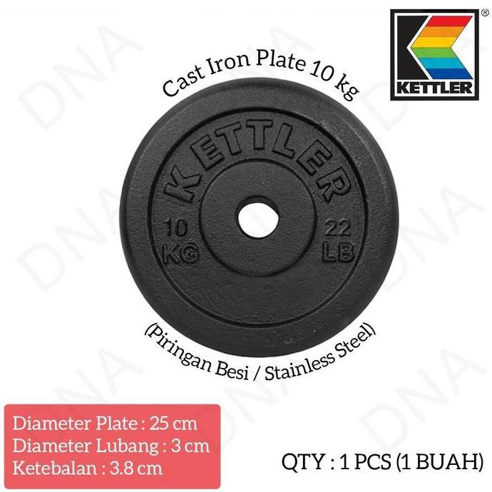 Kettler Iron Weight Plate 10 KG - Piring Barbel Besi