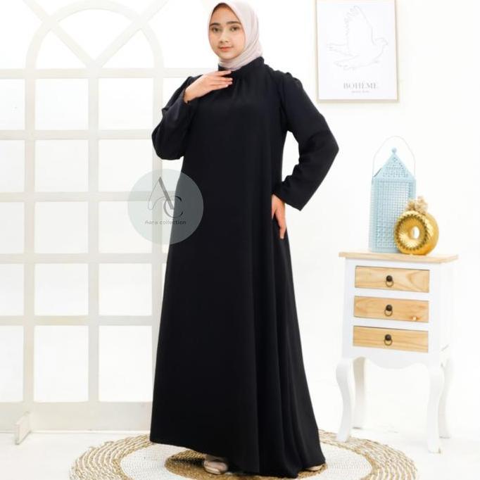 Murah Abaya hitam Arabian gamis remaja kekinian Cinkle airflow serut lengan karet remaja dewasa jumo