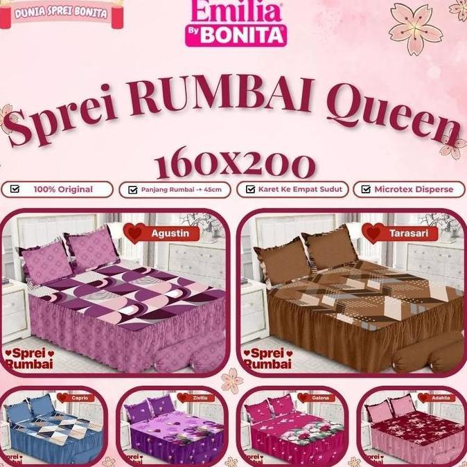 Emilia By Bonita - Sprei Rumbai Queen (160X200) Original [Termurah Terlaris]