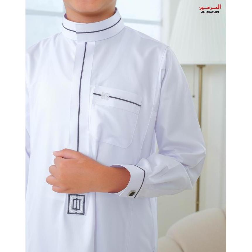 AL Haramain Jubah / Gamis Pria Remaja & Dewasa Slimfit LGH (006) / Jubah AL Haramain | Putih (TERBAI