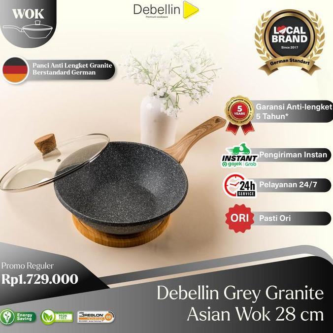 DEBELLIN Grey Granite Asian Wok Pan 28 cm