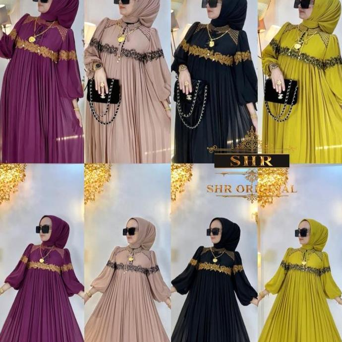 CodOri Shr Terbaru2In1 Set Hijab(Dress+Hijab)Sabrina Bordir Padi Emas Cantik
