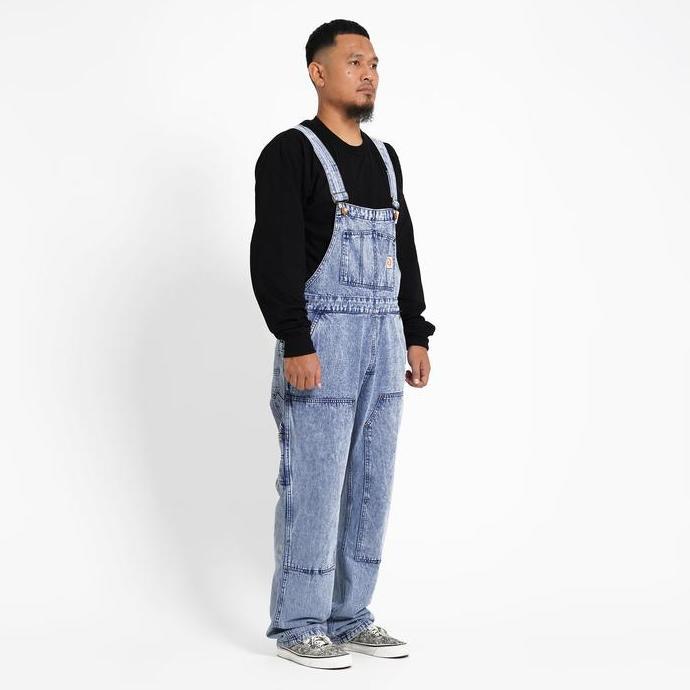 Superego - Overall Carpenter Double Knee Denim Loose Straight Snow Light Blue OVA01A (TERBAIK) (TERB