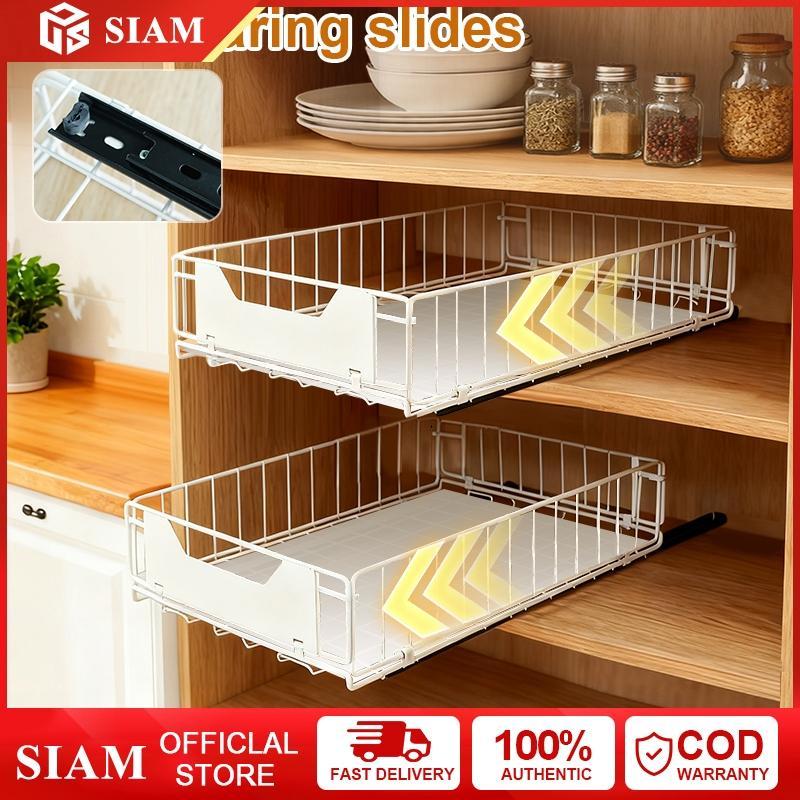 Rak Piring Tarik Tarik Keranjang Bumbu Geser Laci Penyimpanan Lemari Geser Laci Rak Dapur Jenis Laci