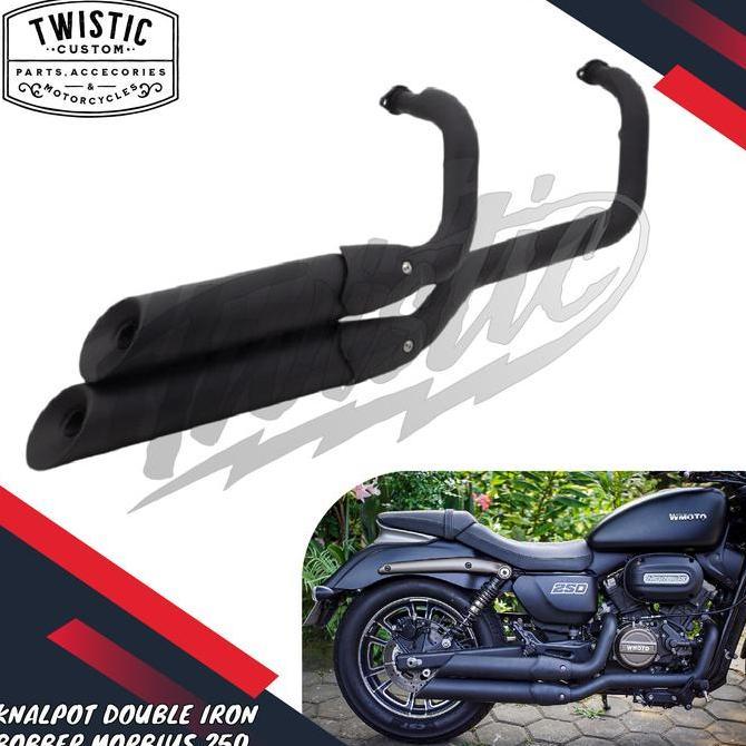 Knalpot Fullsystem Full System Twin Shots Double Iron Bobber Style Motor Morbius 250 Cc Qjmotor Srv 