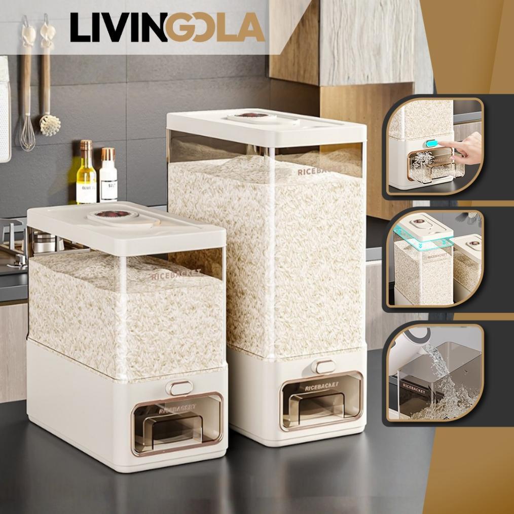 LIVINGOLA Dispenser Beras 6kg-11kg Rice Dispenser E28A-E30A Tempat Penyimpanan Beras Rice Bucket