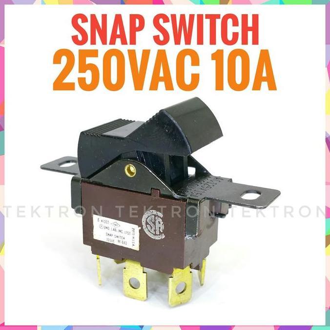 Diskon (1) Snap Switch 10A 250VAC Toggle sw rocker high quality tek70n Murah