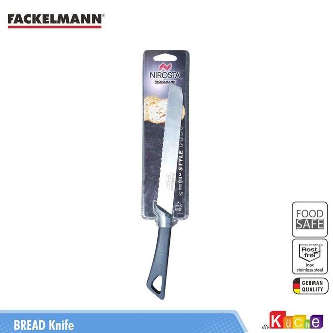 Fackelmann Pisau Roti Nirosta 35cm Anti Karat dengan Mata Bergerigi Tajam & Gagang Ergonomis untuk R