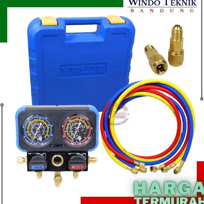 Manifold Double Value Vrm2-B-0401 R410A Premium / Manipold Pengisian Freon Ac 134A / R22 / R407C ( R