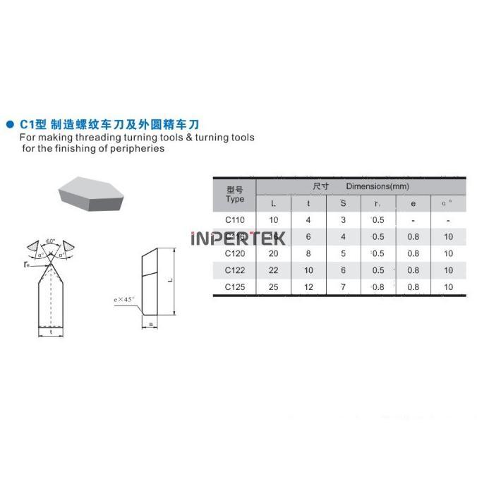 Mata Widia C125 YG6 Pahat Bubut Tip C 125 YG 6 Cemented Carbide Brazed