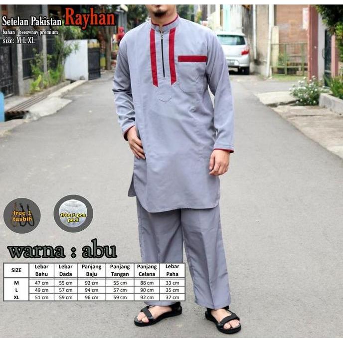 TERKINI SETELAN GAMIS PRIA DEWASA MODEL PAKISTAN RAYHAN Pree PECI DAN TASBIH / SETELAN BAJU MUSLIM P
