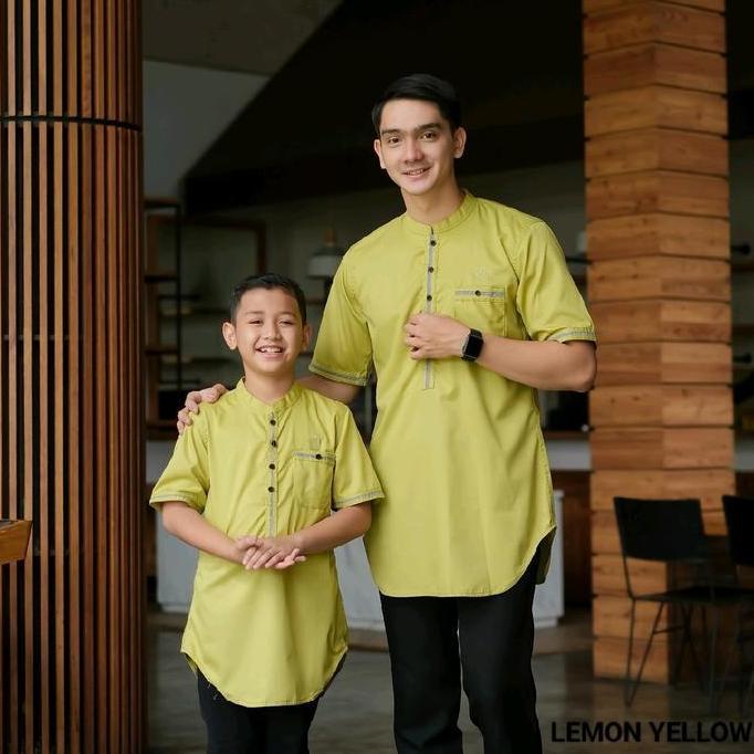YUK CHECKOUT  BAJU KOKO COUPLE AYAH DAN ANAK MODEL LENGAN PENDEK Gold Grey Muslim Hitam Putih Maroon