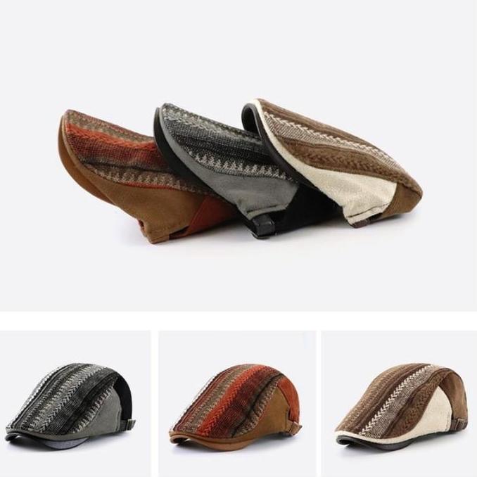 LUMIERE Topi Pet Pria Original / Ahitan Warna Topi Pelukis / Flat Cap Retro