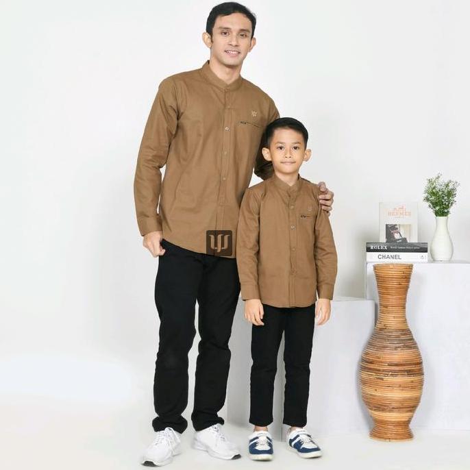 LIMITED EDITION  KEMEJA KOKO ANAK COUPLE AYAH (satuan) POLOS KATUN FULL LENGAN PANJANG PENDEK WARNA 