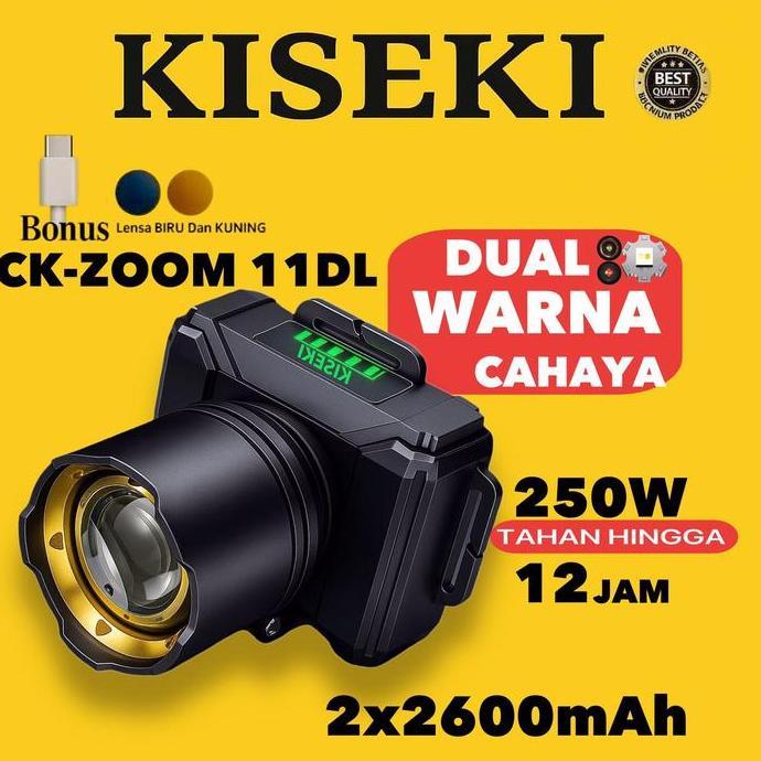 Sale Kiseki Senter Kepala 250W Dual Warna Cahaya Ck-Zoom 11Dl - Battery 5200Mah - Tahan Hingga 12 Ja