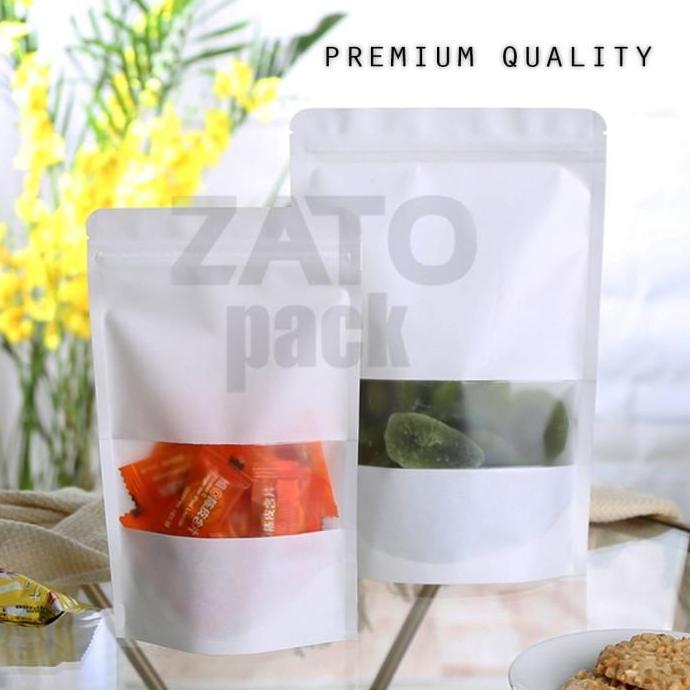 9x14 Kraft Paper bag WHITE standing pouch ZATOPACK - kemasan