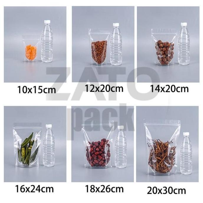 Ziplock Clear Standing 12x20 cm - plastik standing pouch - kemasan