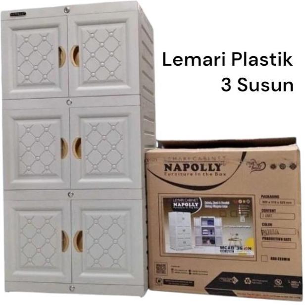 populer] lemari plastik 3 susun napolly MCAB 36 / Mini Cabinet 3 susun pintu