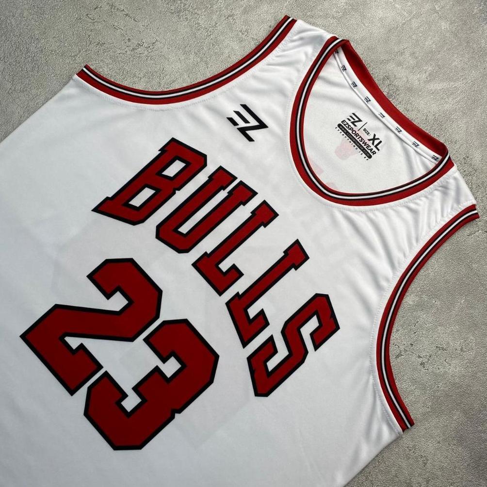 HOT DEALS [ORIGINAL] Jersey Jordan Bulls #23 PUTIH WHITE -Swingman Bola Basket  Baju Kaos T-Shirt Ts
