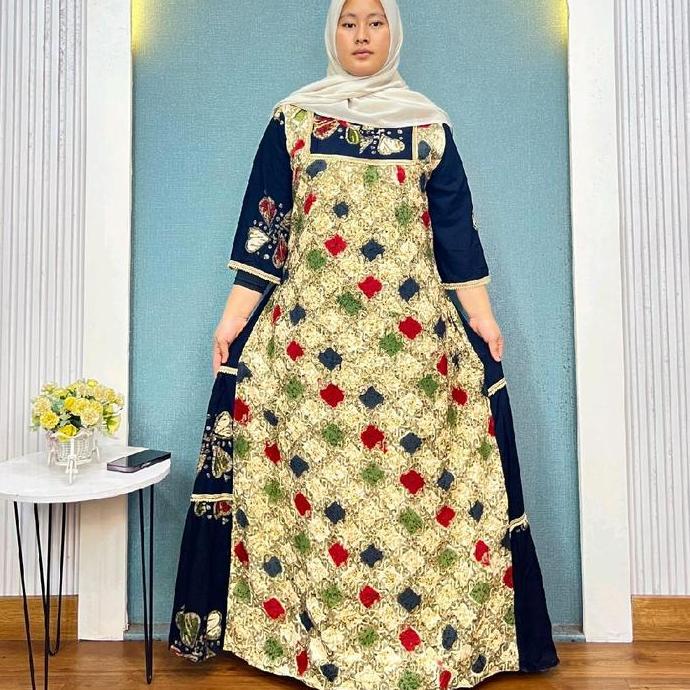 Sedres Rani Gamis Wanita Rayon Batik Premium Busui Friendly Model Kekinian Remaja Muslim Dewasa Kond