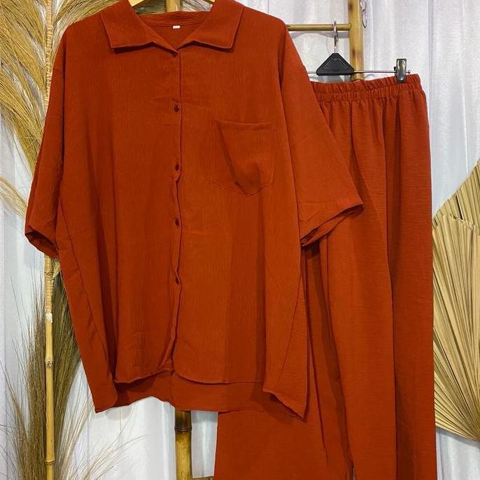 (LS) Delia Setcel Crinkle Jumbo Ld 140 Lengan Pendek Setelan Crinkle Super Jumbo Ld 140 One Set BB 7