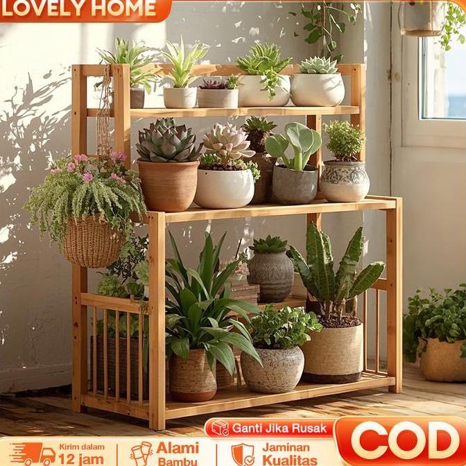Sadegadiono - Love Rak Tanaman Kayu Bertingkat Multifungsi - Rak Bunga Hias Rak Bonsai Rak Gantung S
