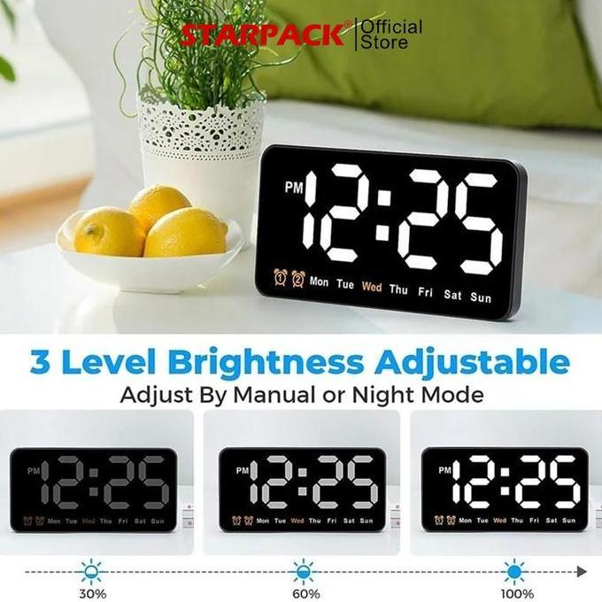 6638 Jam Dinding / Meja Digital LED Tampilan Jam / Hari / Bisa Baterai & USB