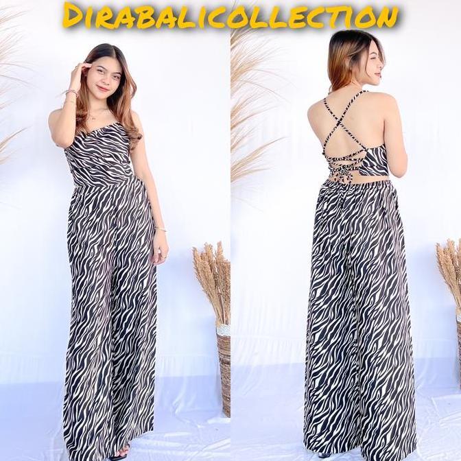 (LS) SETELAN PLORIN MOTIF ZEBRA BALI Baju Celana Panjang Wanita Atasan Dewasa