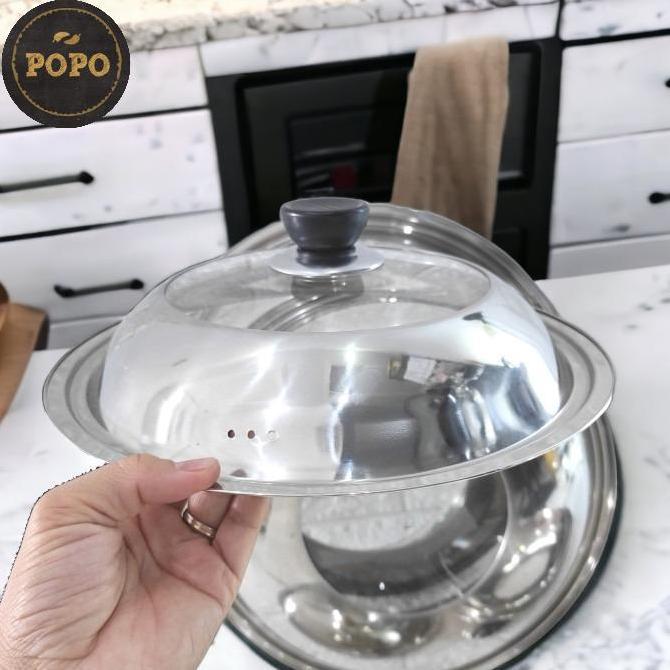 Levonazi - Tutup Wajan Stainless Kaca Kuali Panci Wok Baskom Penutup Kukusan