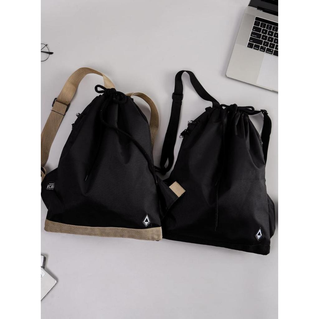 VCRL - String Bag / Tas Serut Tas Olahraga Pria Wanita Futsal Bahan Kanvas Motif Polos terlaris