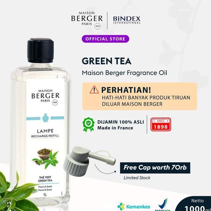evacost - maison berger refill diffuser fragrance the vert / green tea 1l maison berger / lampe berg