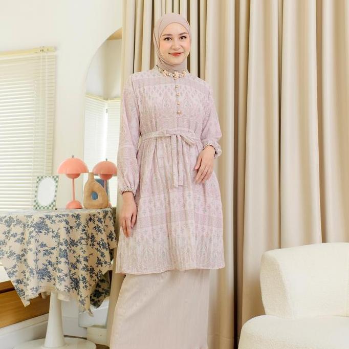 (LS) ELSA LONG TUNIC | Pleated Long Tunic | Atasan Plisket Wanita Premium | Tunic Korean Look | Leba