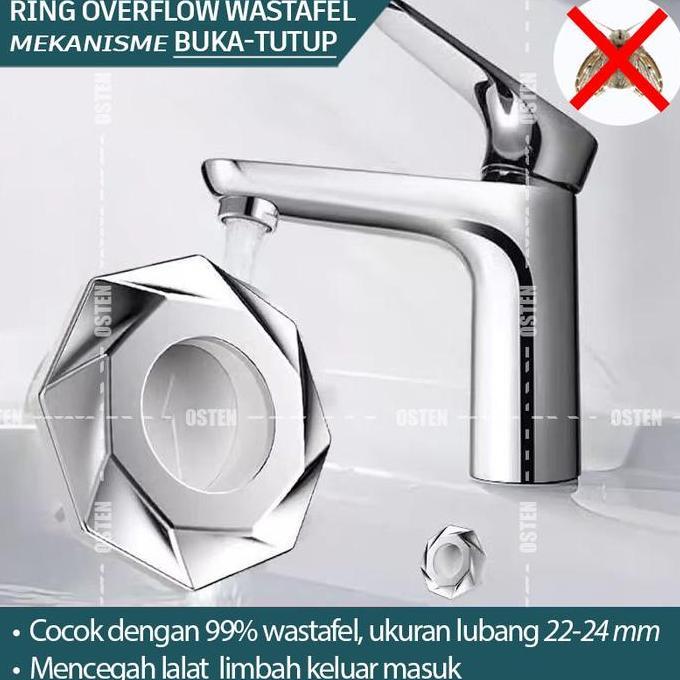 Ring Overflow Wastafel / Sink universal dengan mekanisme buka tutup, mencegah bau tidak sedap dan la
