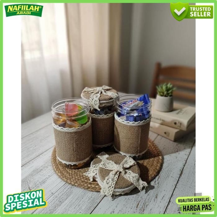 Quality (Isi 3 ) Toples Kain Goni 1000Ml- Toples Hias Ristic - Toples Lebaran - Toples Idul Fitri - 