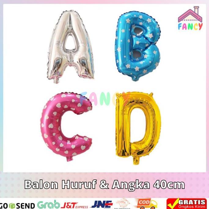 [ECER] BALON HURUF ANGKA Foil 40cm Emas Silver PinkBiru IMPORT QUALITY