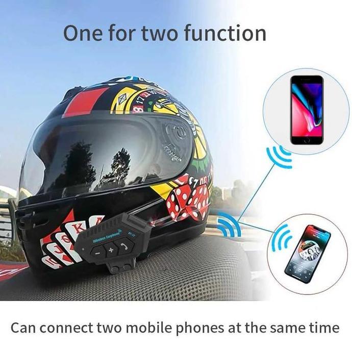 Intercom Interkom Headset Bluetooth Helm Waterproof Motorcycle BT 12 murah