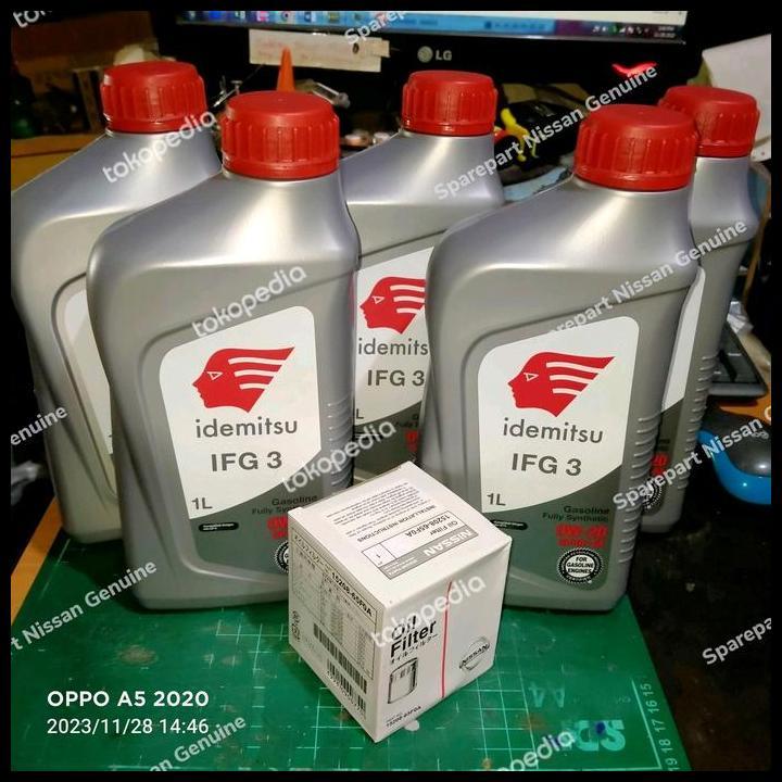 TERBARU 0W-20 IDEMITSU PAKET OLI 5 LITER + FILTER OLI NISSAN 