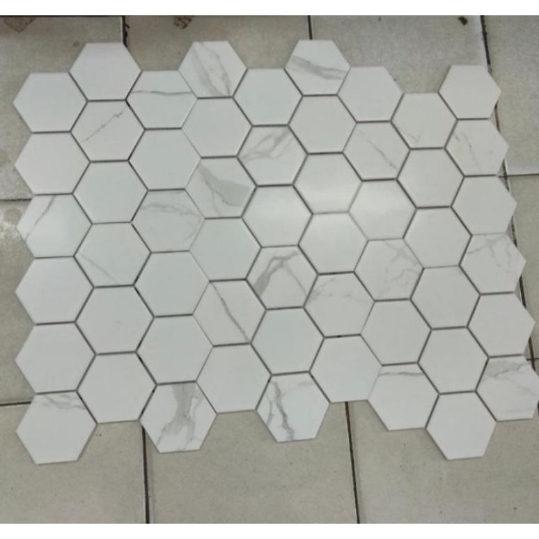 Keramik Mozaik Hexagon Eleganza 10 cm Calacatta PMFQ 8222