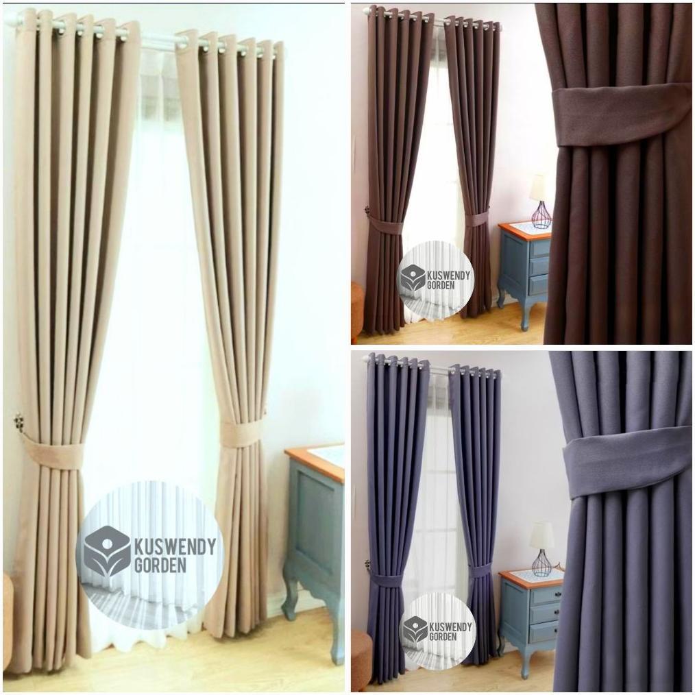 Gorden Polos Premium 100 x 250 - 300 cm Hordeng Blackout Jendela Pintu Tirai Minimalis