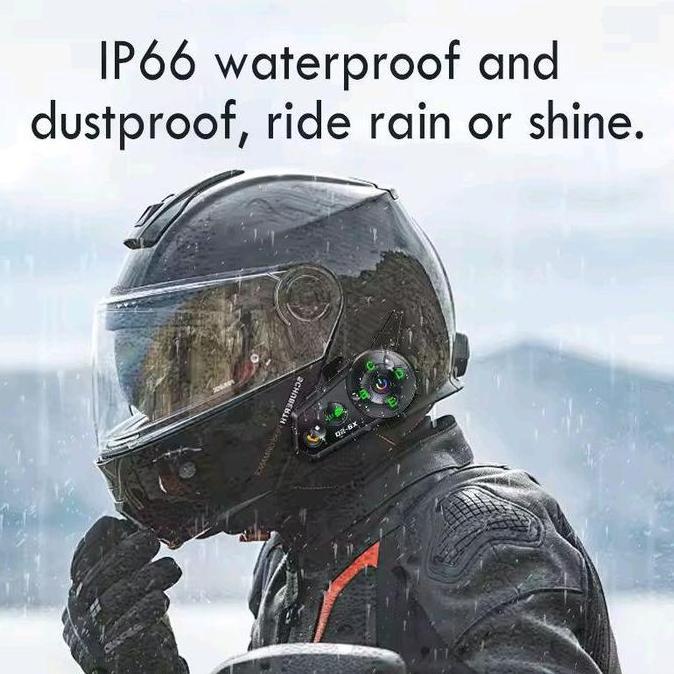 Intercom Headset Helm Bluetooth 6 Riders Interkom Grup Interkom untuk 6 Pengendara Tahan Air Berbagi