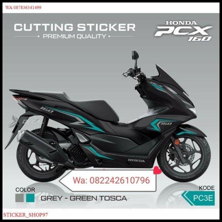 TERBARU STICKER CUTTING STRIPING HONDA NEW PCX 160 HITAM EXCEED GREY-TOSCA 