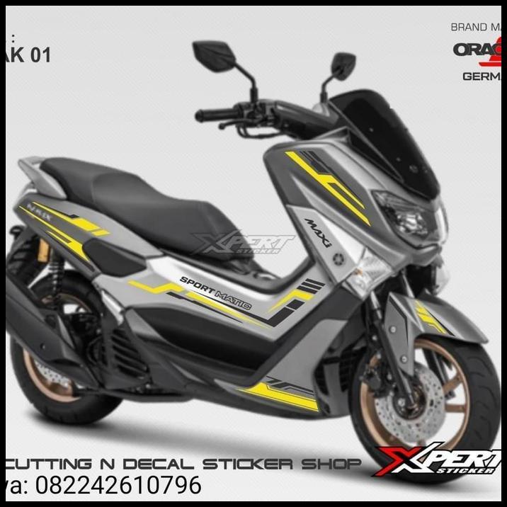 TERLARIS STICKER MOTOR NMAX STRIPING CUTTING YAMAHA NMAX 2018 SPORTY HITAM 
