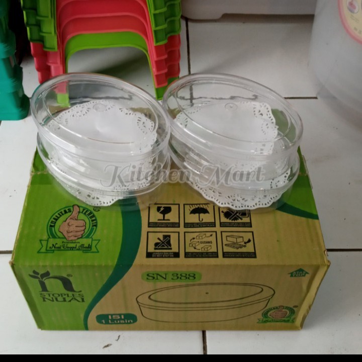 Toples Oval Nuai 388 Toples Kue Kering Oval Toples Lebaran Mika Transparan 12 Pcs