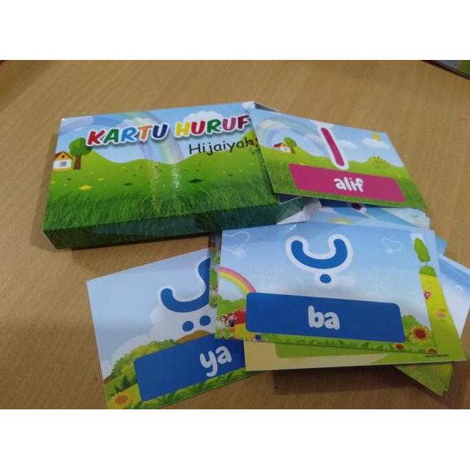 paket kartu belajar (huruf alfabet, huruf hijaiyah dan angka)