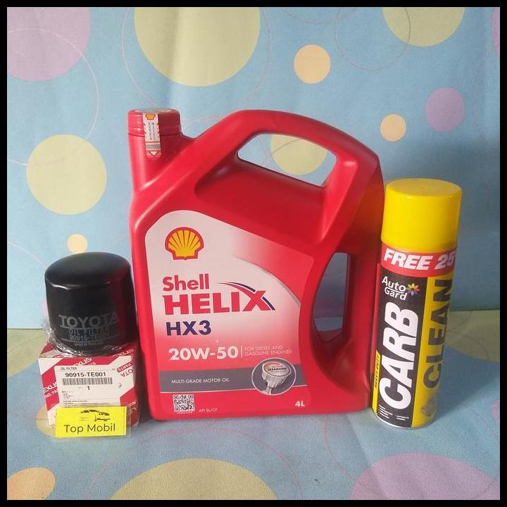 HOT DEAL PAKET OLI SHELL HX3 20W-50 KIJANG 4K 5K 7K COROLLA KE 20 30 70 DX (3) 
