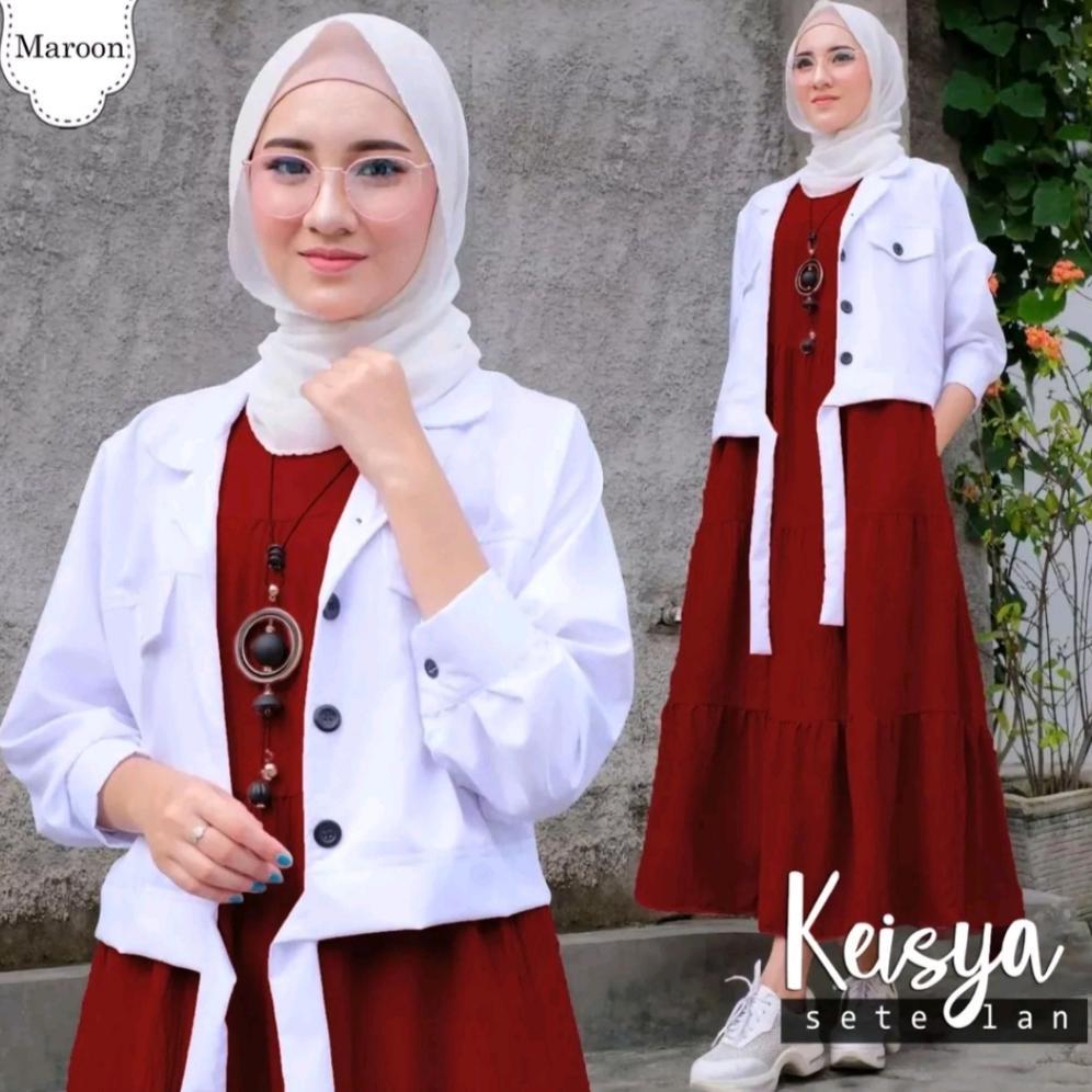 PRODUK TERBARU baju gamis remaja/baju lebaran wanita/baju muslim wanita/dress rompi/baju lebaran wan
