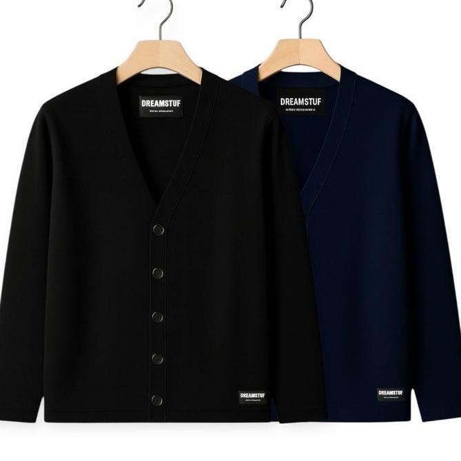 Paket 2 Pcs Sweater Cardigan Kancing v-neck Lengan Panjang PremiumJaket Laki Laki Kekinian Pakaian K
