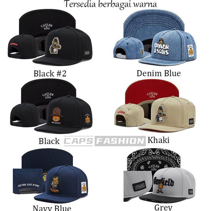 komarudak - topi snapback garfield  hip hop fashion bordir merek tide untuk pria dan wanita caps hat
